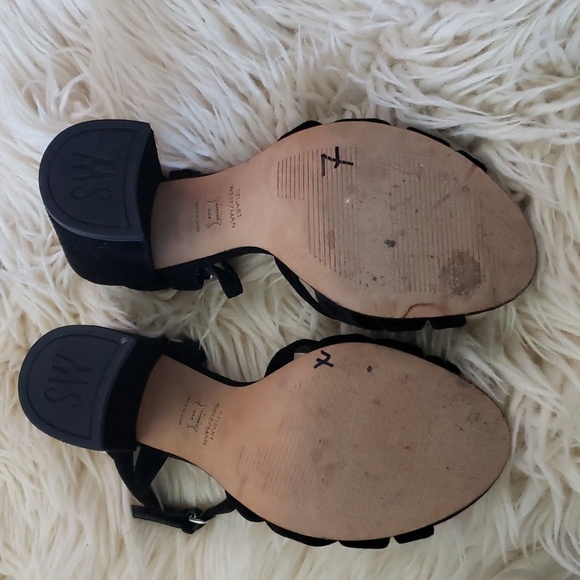 Stuart Weitzman stappy chunky suede leather heel black size 7 - Picture 7 of 8